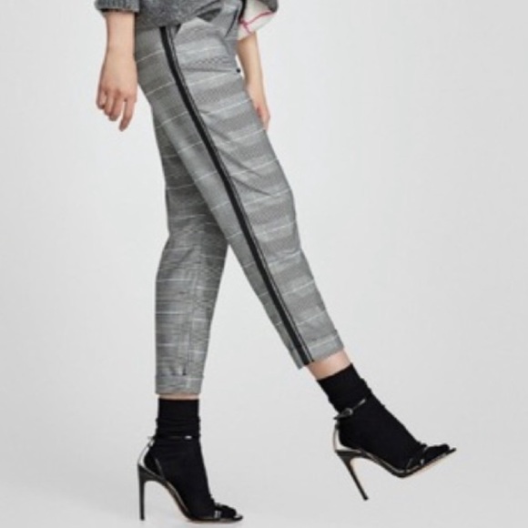 Zara Pants - NWT-ZARA Plaid Side Stripe Ankle Trouser